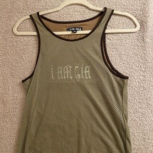 XS I am Gia tan mesh tank top